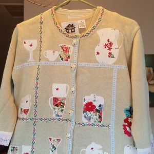 Storybook Knits Light Green Sweater w/ Teapot Desi